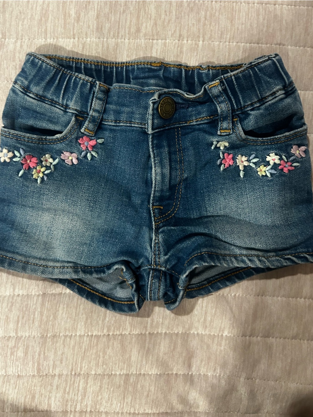Gap Denim Floral Embroidered Shortie Shorts Toddler Girls 3 Years